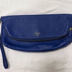 Fossil Blue Pebbled Leather Wristlet